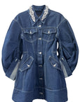 EMBELLISHED SCULPTED DENIM COAT