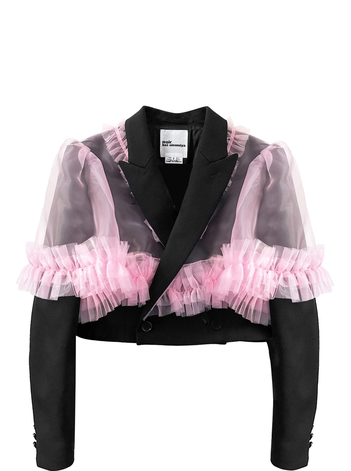 TULLE OVERLAY CROPPED BLAZER