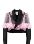 TULLE OVERLAY CROPPED BLAZER