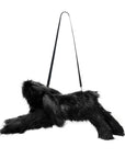 FAUX FUR HARE CROSSBODY BAG (BLACK)