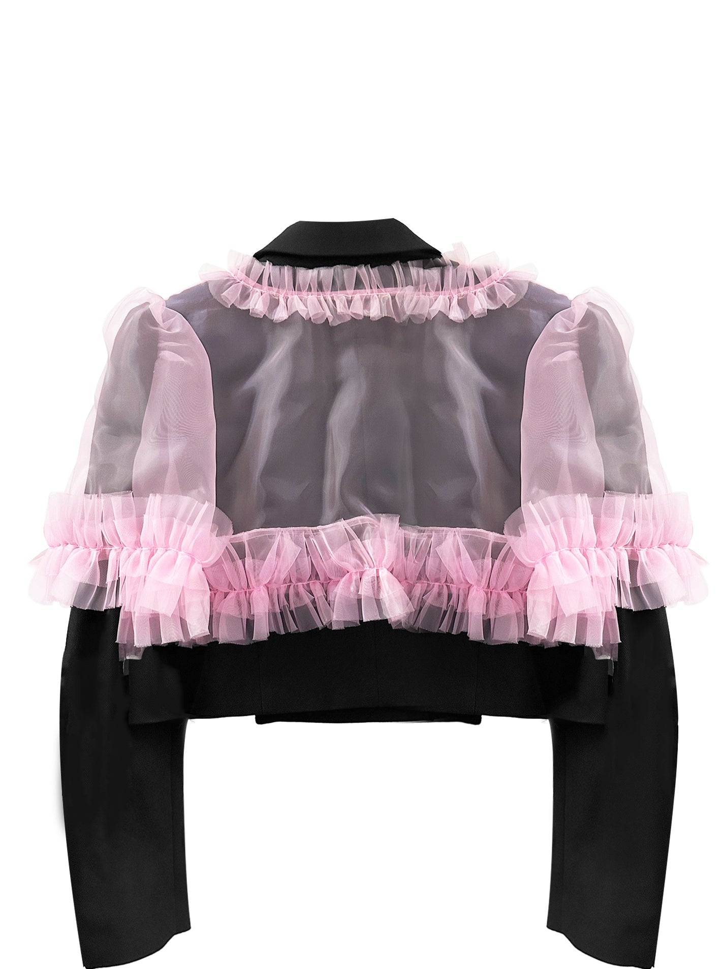 TULLE OVERLAY CROPPED BLAZER