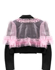 TULLE OVERLAY CROPPED BLAZER