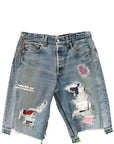 MONROE REPAIR DENIM SHORTS (CHECKER)