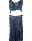 DENIM LONG SKIRT CUT OUT