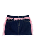 DENIM MINI SKIRT WITH MERINO WOOL