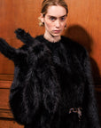 FAUX FUR HARE CROSSBODY BAG (BLACK)
