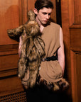 FAUX FUR HARE CROSSBODY BAG (BROWN)