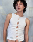 DRAPED VEST TOP (WHITE)