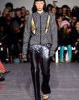 FAUX LEATHER PRINTED TROUSERS