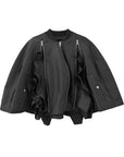 ZIPPED RUFFLE BOMBER CAPE