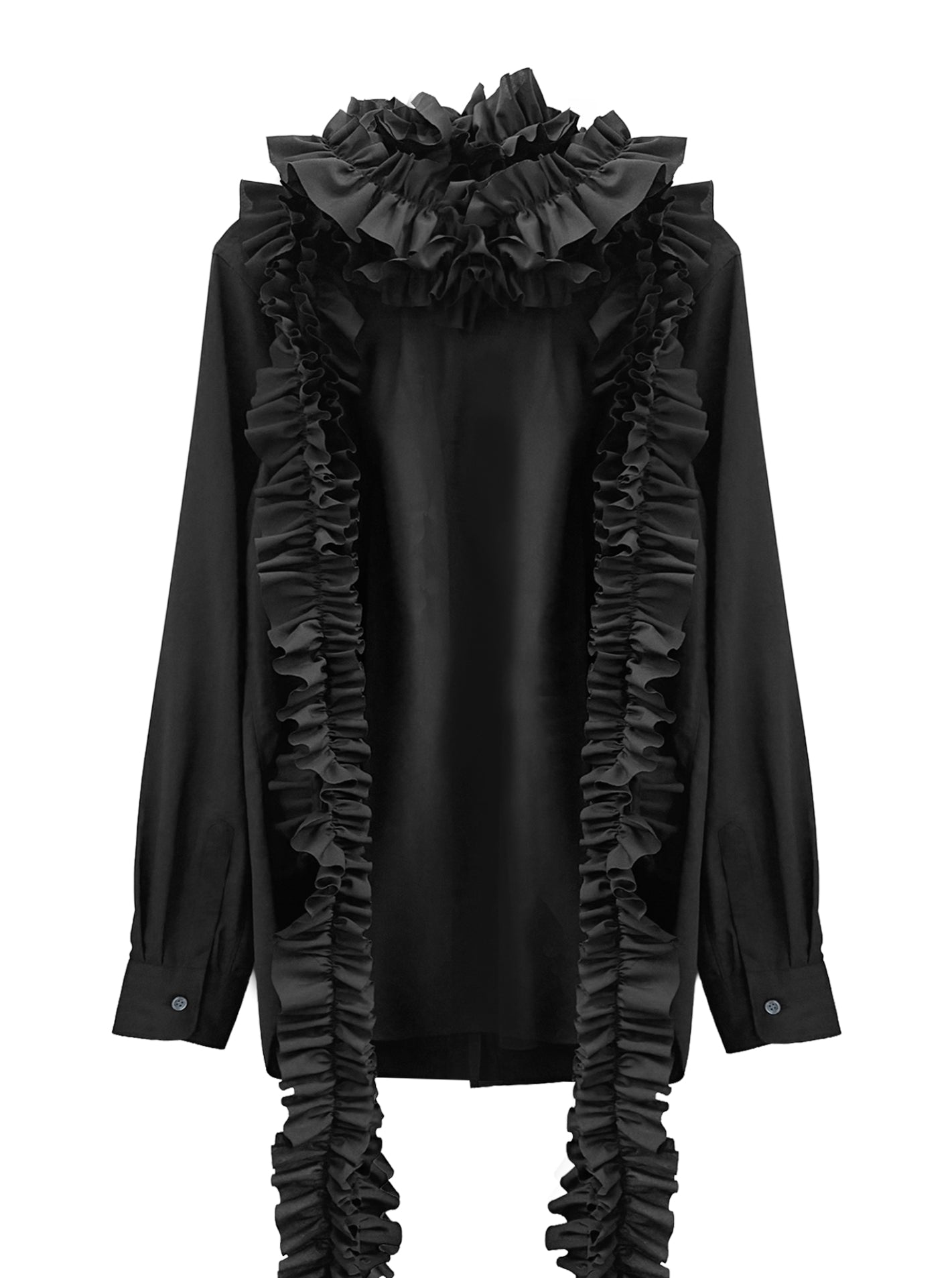 RUFFLE SCARF SHIRT (BLACK)