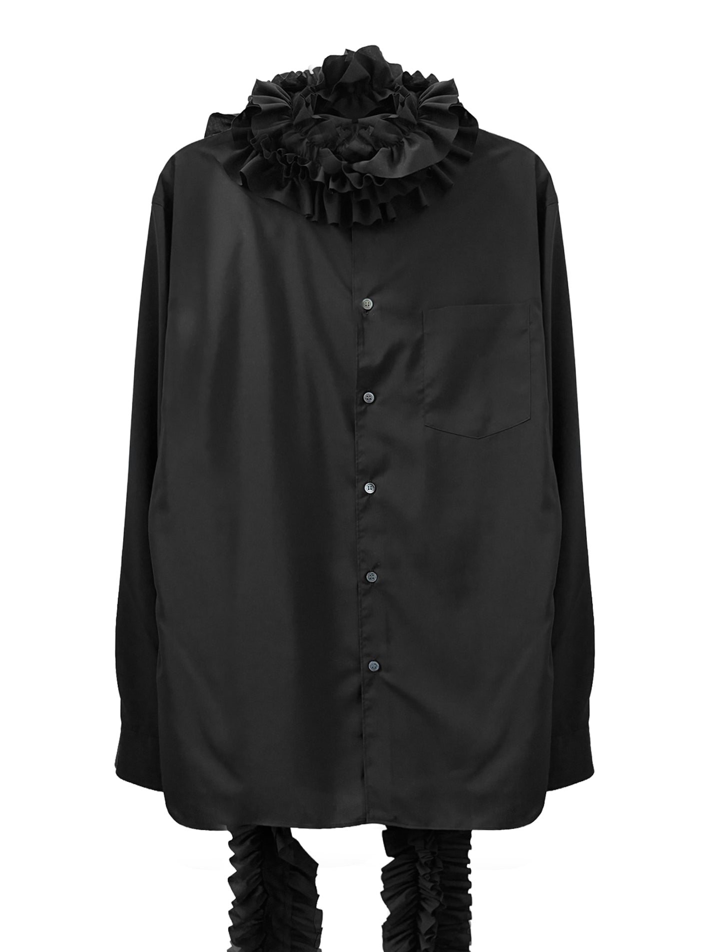 RUFFLE SCARF SHIRT (BLACK)