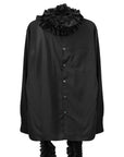 RUFFLE SCARF SHIRT (BLACK)