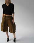 PLEATED CARGO SHORTS