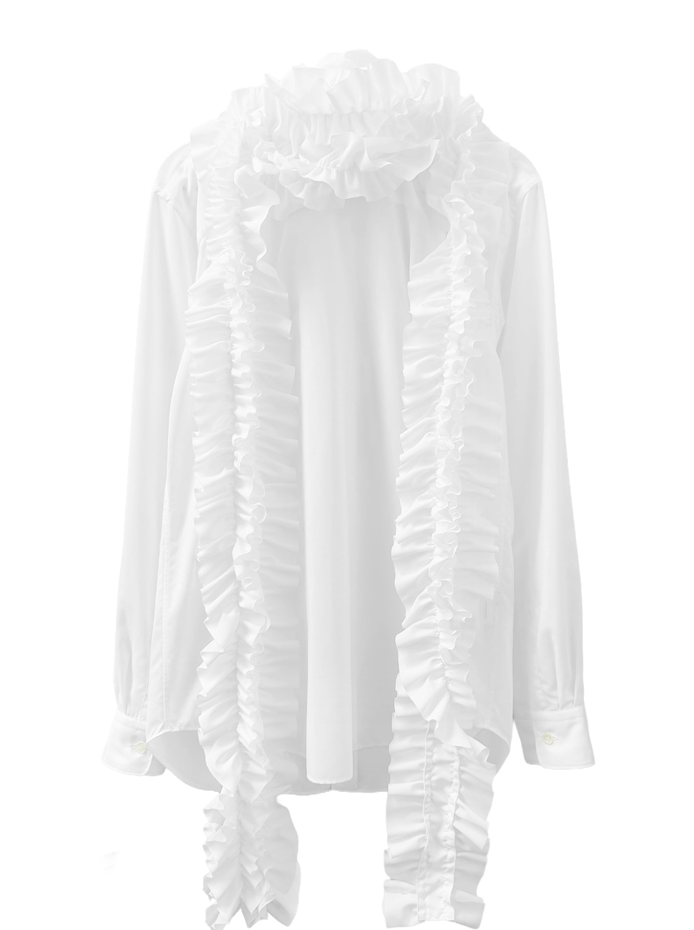 RUFFLE SCARF SHIRT (WHITE)