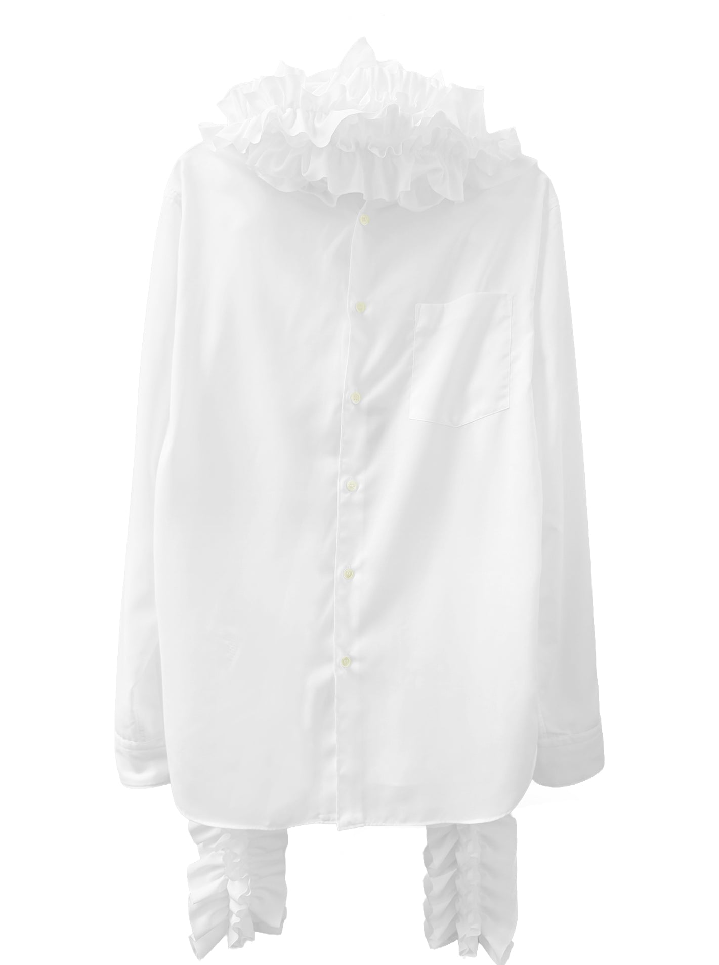 RUFFLE SCARF SHIRT (WHITE)