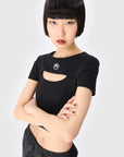 MOON LOGO CUT-OUT T-SHIRT (BLACK)