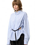 BELTED BUTTON DOWN SHIRT
