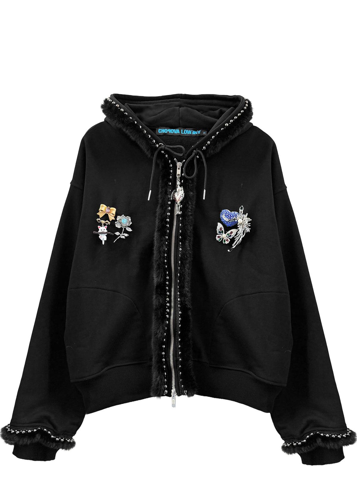 FUZZY PEARL ZIP HOODIE