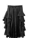 SATIN PLEATED RUFFLE SKIRT