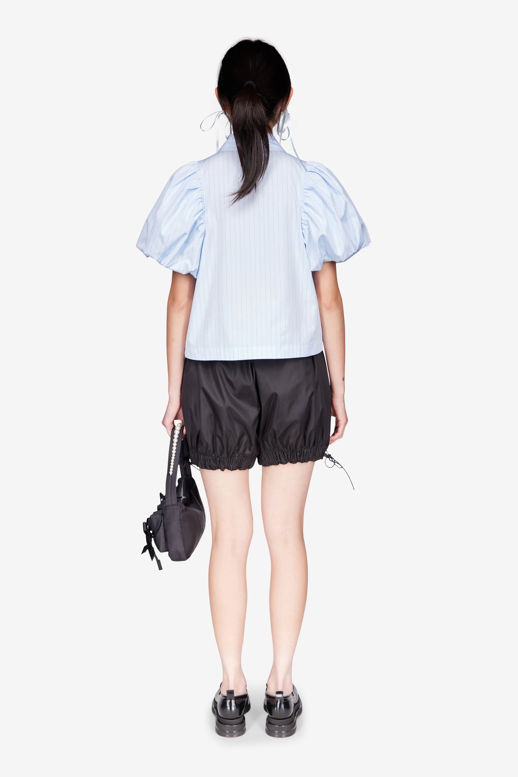 CROPPED TOGGLE PUFF SLEEVE SHIRT