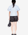 CROPPED TOGGLE PUFF SLEEVE SHIRT