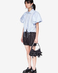 CROPPED TOGGLE PUFF SLEEVE SHIRT