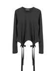 EASY LONG SLEEVE T-SHIRT W/ BOW TAILS (BLACK)