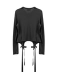 EASY LONG SLEEVE T-SHIRT W/ BOW TAILS (BLACK)