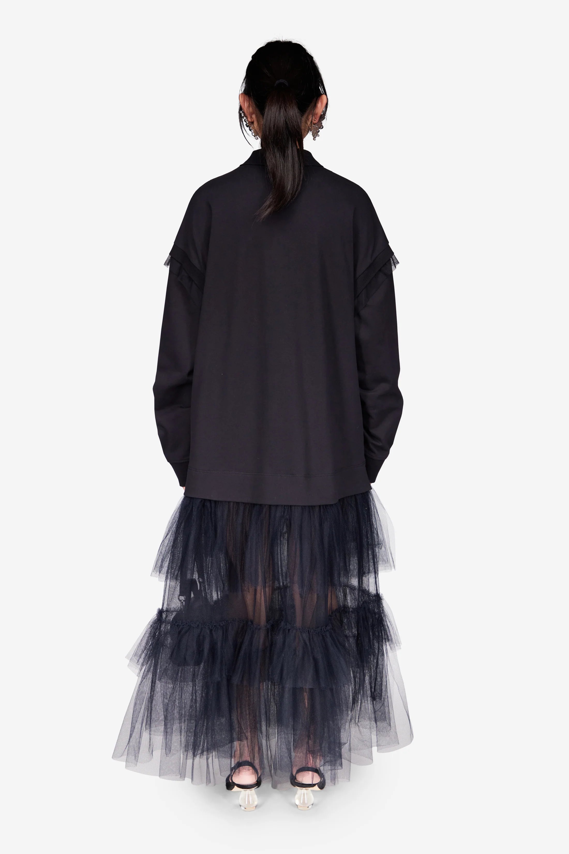 OVERSIZED TULLE HEM POLO DRESS