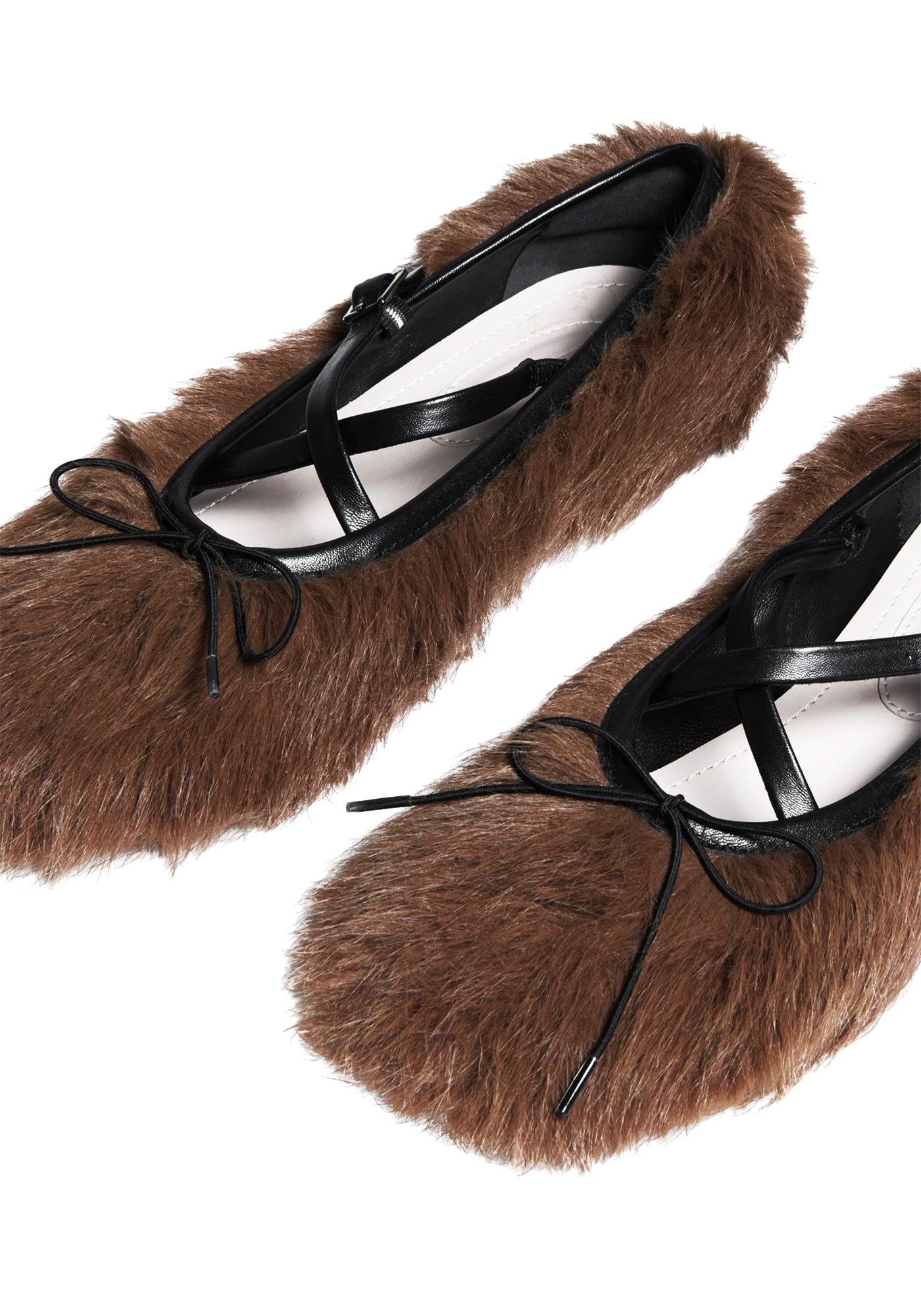 FAUX FUR CRISS CROSS BALLERINA