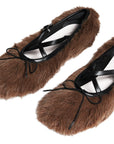 FAUX FUR CRISS CROSS BALLERINA