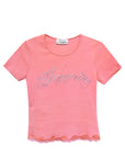 T-SHIRT WITH LOGO AND LACE (PINK)