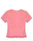 T-SHIRT WITH LOGO AND LACE (PINK)