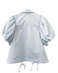 CROPPED TOGGLE PUFF SLEEVE SHIRT