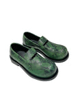 BULB TOE CUT OUT LOAFER (GREEN SNAKE)