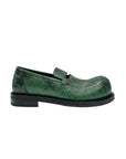 BULB TOE CUT OUT LOAFER (GREEN SNAKE)