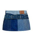 REGENERATED DENIM BELTED SKIRT